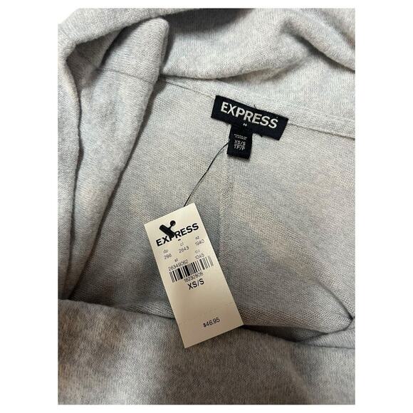 New Express Sweater Womens XS Gray Cowl Neck Asymmetrical Drop Shoulder Soft - Picture 4 of 13